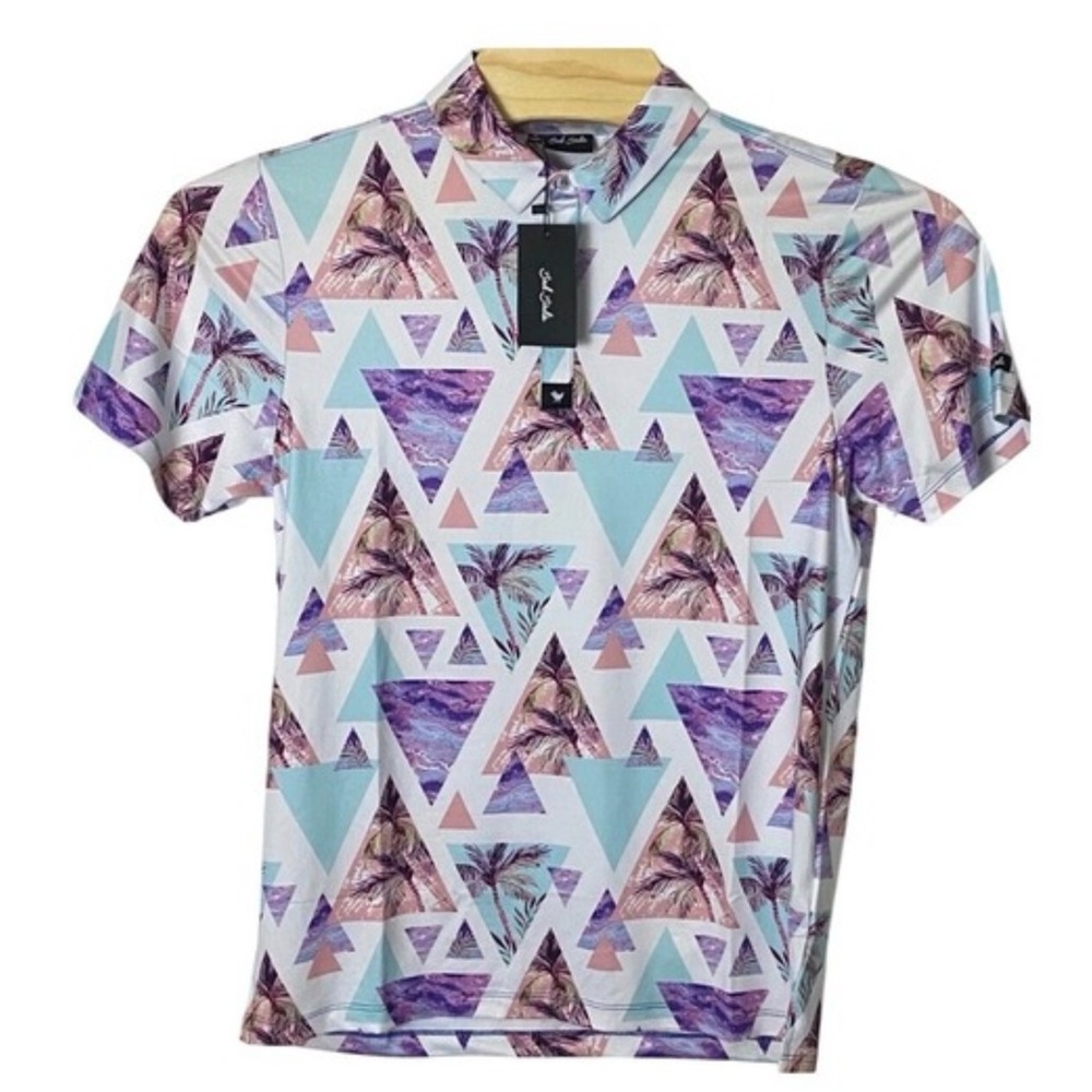 Geometric Patterned Shirt with Palm Tree Design